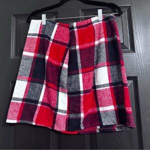 SHEIN Red and Black A-Line Knee-Length Skirt for Casual Work